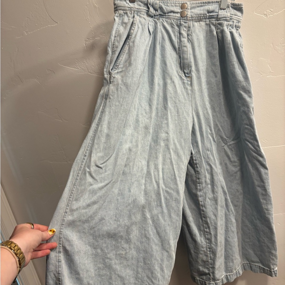 Light Blue Wide-Leg Denim Pants